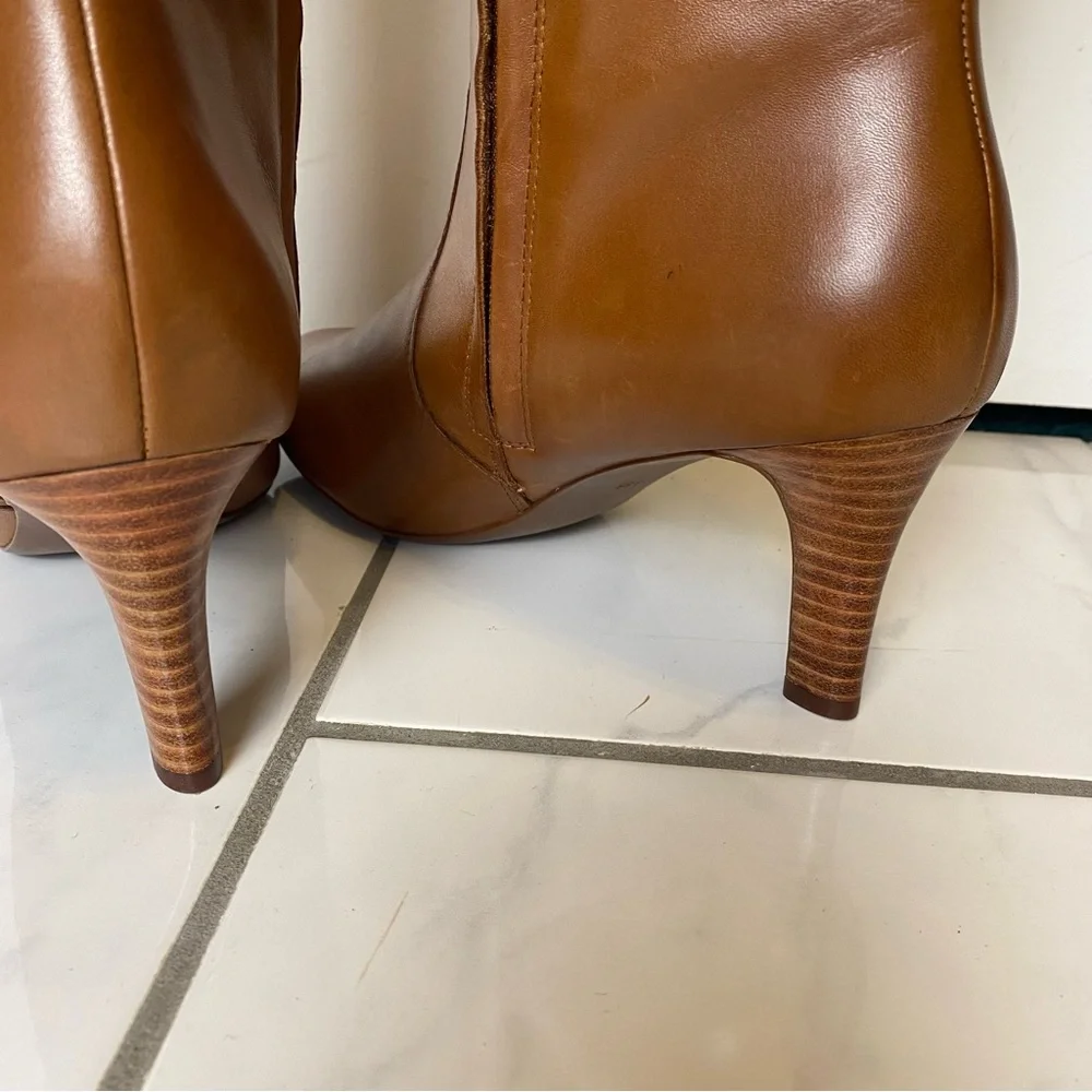 Ralph Lauren caelynn tall knee high caramel leather boots short heel 9.5 NEW - Picture 10 of 13